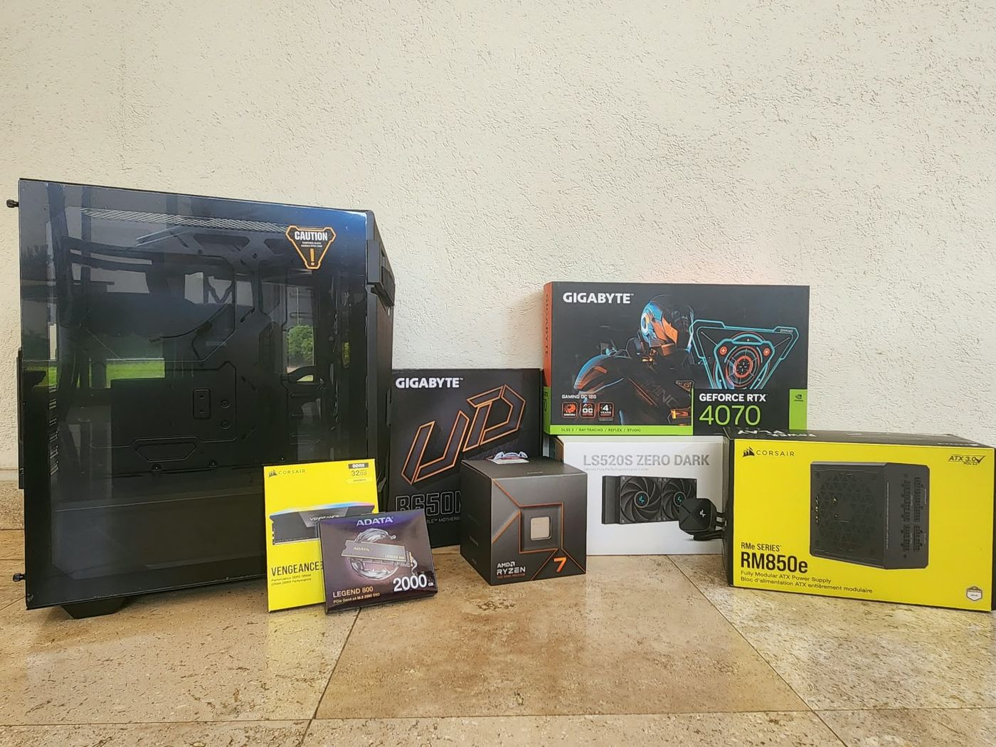 A real build, part by part, before assembly.